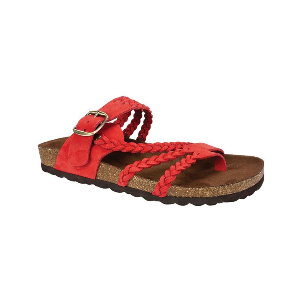 WHITE MOUNTAIN FOOTBEDS Womens Red Hayleigh Slip On Leather Thong Sandals 8 M